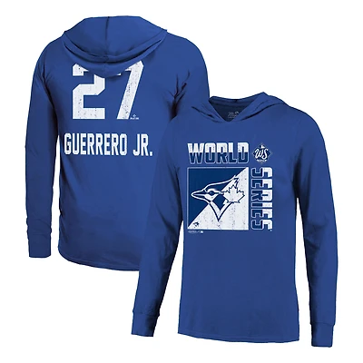 T-shirt à capuche léger manches longues et imprimé Vladimir Guerrero Jr. Royal Toronto Blue Jays 2025 World Series pour homme