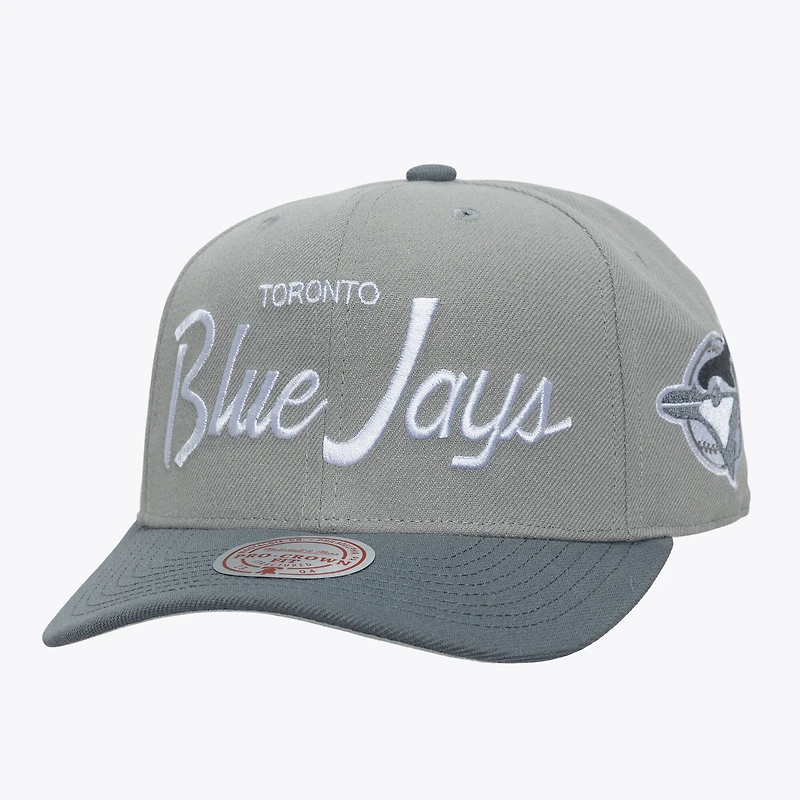 Casquette ajustable Mitchell & Ness grise pour homme, modèle Cooperstown Thunderstorm, entraîneur-chef Pro-Crown des Blue Jays de Toronto