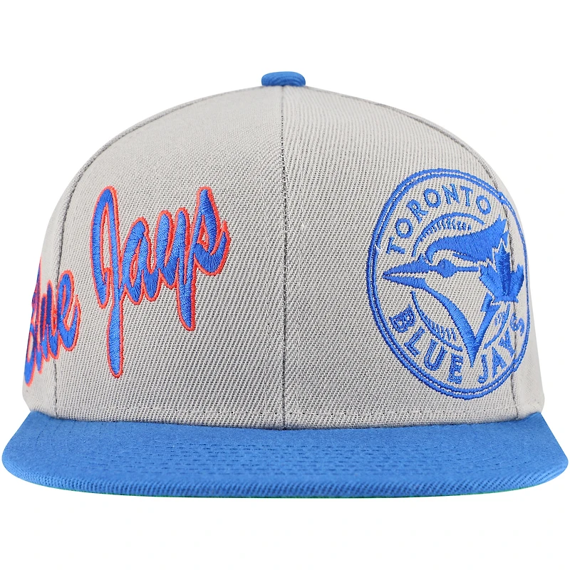 Men's Mitchell & Ness Gray Toronto Blue Jays Knock Out Panel Snapback Hat