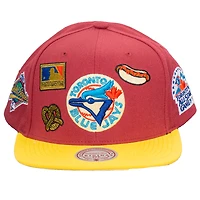 Casquette snapback Mitchell & Ness rouge à patchs des Blue Jays de Toronto pour homme