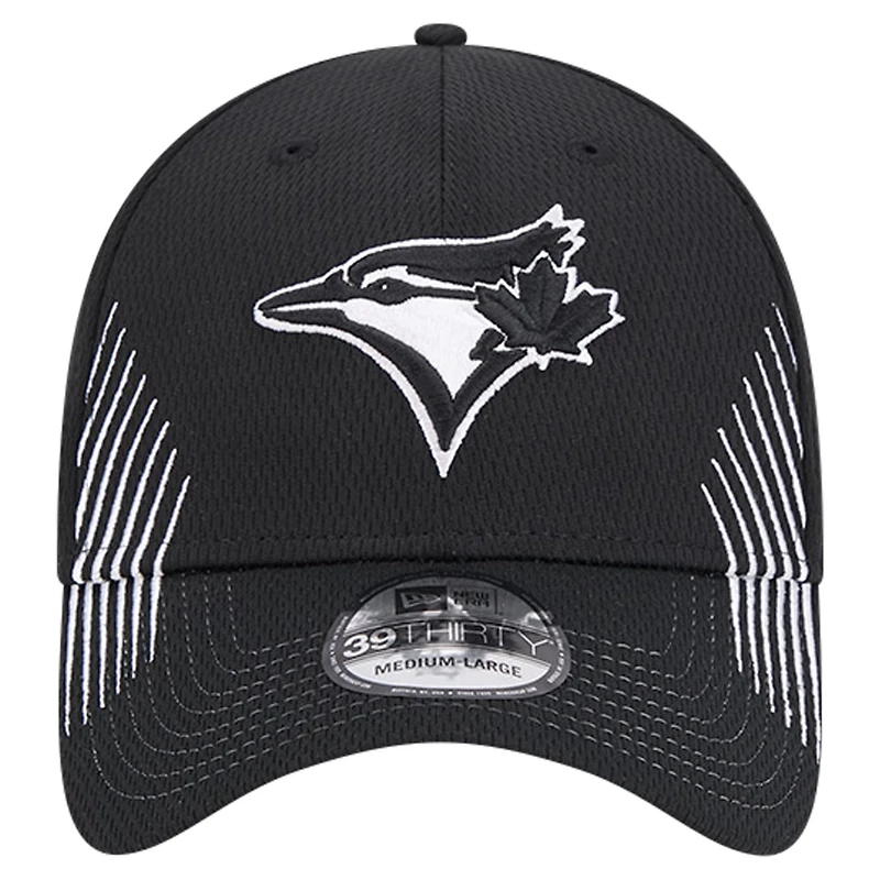 Men's New Era Black Toronto Blue Jays Active Dash Mark 39THIRTY Flex Hat