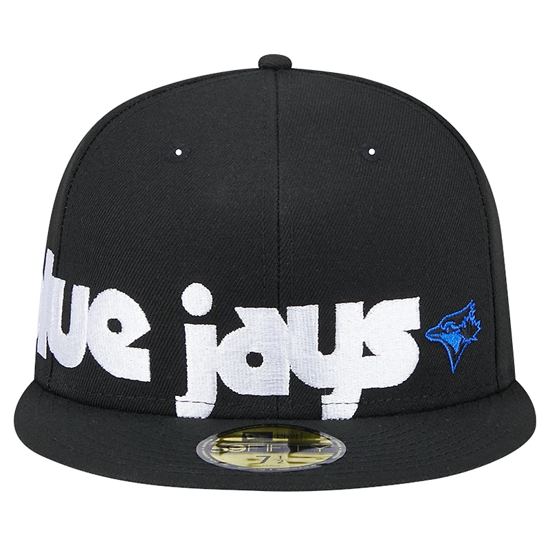 Men's New Era Black Toronto Blue Jays Checkered Undervisor 59FIFTY Fitted Hat