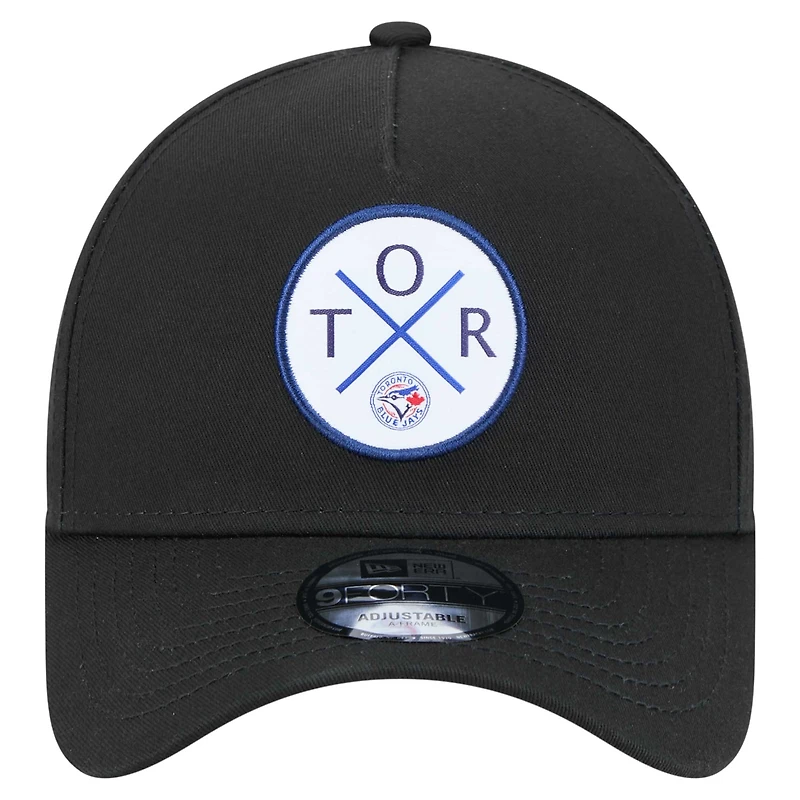 Casquette ajustable Mojo Dojo A-Frame 9FORTY Toronto Blue Jays de New Era pour homme, noire