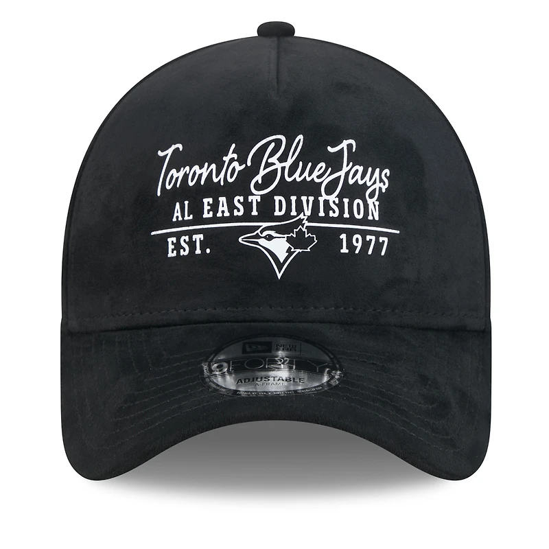 Men's New Era Black Toronto Blue Jays Script Text 9FORTY A-Frame Adjustable Hat