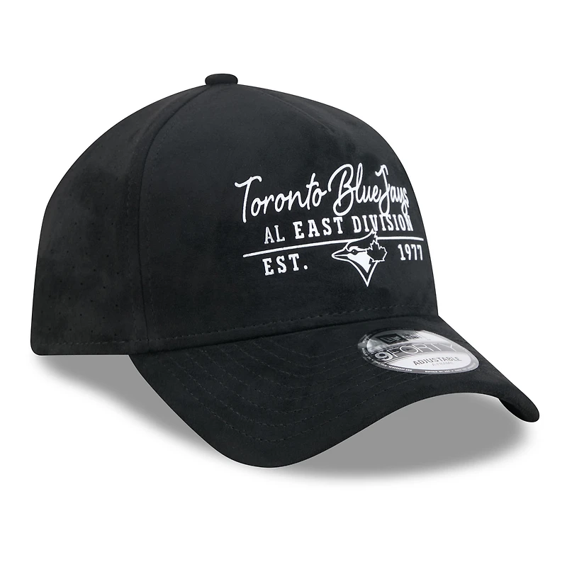 Men's New Era Black Toronto Blue Jays Script Text 9FORTY A-Frame Adjustable Hat
