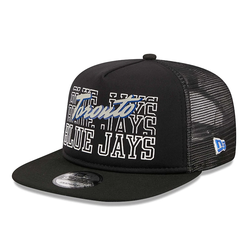 Casquette Snapback 9FIFTY Trucker A-Frame Trucker New Era noire des Blue Jays de Toronto pour hommes