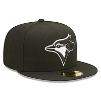 Casquette ajustée New Era 59FIFTY noire pour homme, logo des Blue Jays de Toronto