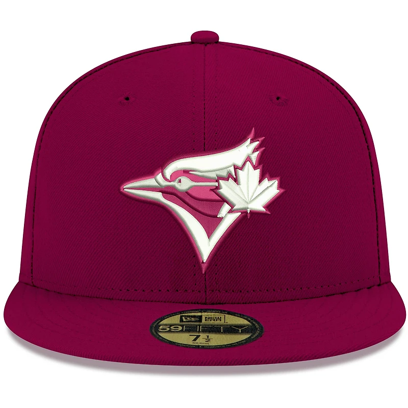 Men's New Era Cardinal Toronto Blue Jays White Logo 59FIFTY Fitted Hat