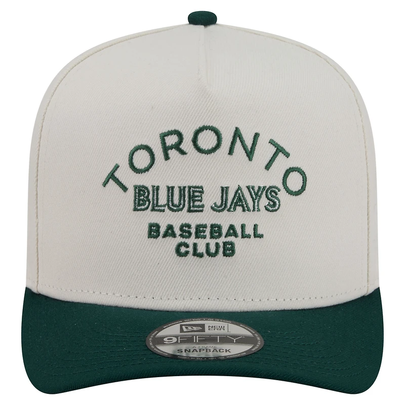 Men's New Era  Cream/Dark Green Toronto Blue Jays Chrome A-Frame 9FIFTY Snapback Hat