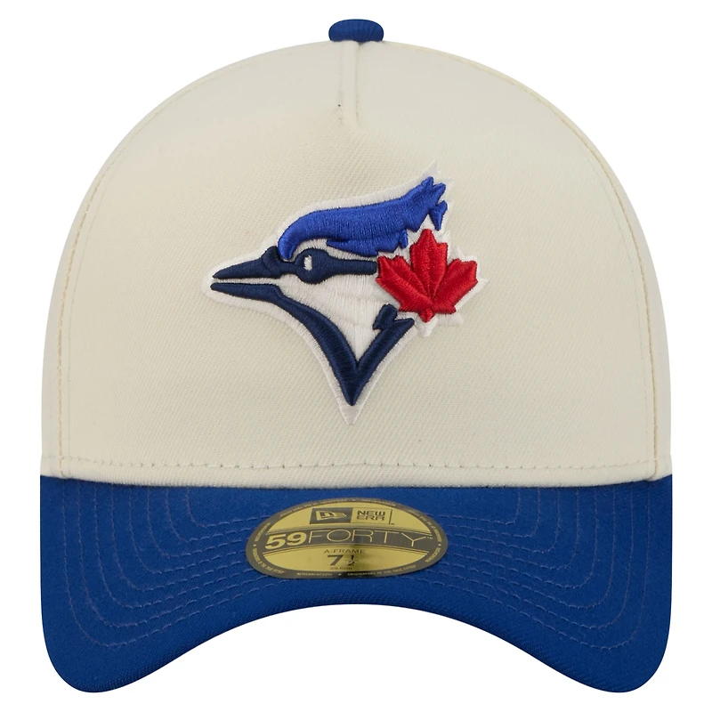 Men's New Era  Cream Toronto Blue Jays Chrome A-Frame 59FORTY Fitted Hat