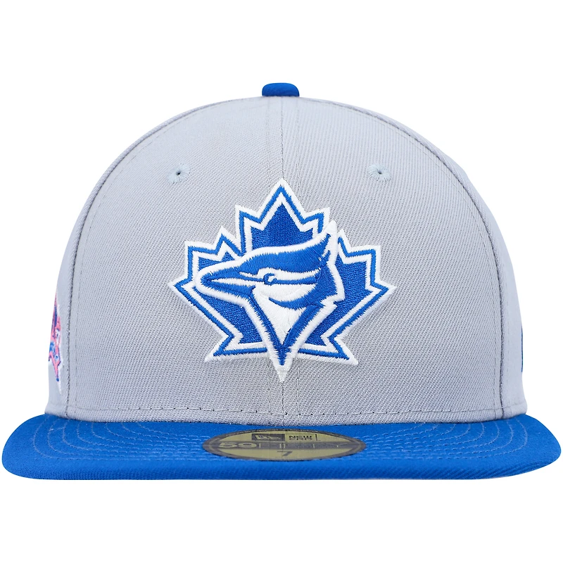 Men's New Era Gray/Blue Toronto Blue Jays Side Patch 59FIFTY Fitted Hat