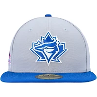 Men's New Era Gray/Blue Toronto Blue Jays Side Patch 59FIFTY Fitted Hat