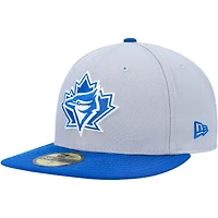 Men's New Era Gray/Blue Toronto Blue Jays Side Patch 59FIFTY Fitted Hat