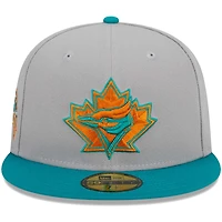 Casquette ajustée 59FIFTY des Toronto Blue Jays New Era pour homme, gris/bleu sarcelle