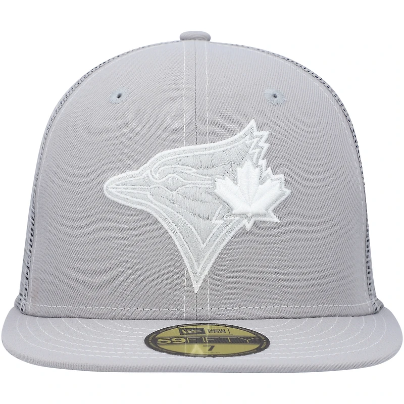 Casquette ajustée 59FIFTY pour entraînement au bâton sur le terrain des Blue Jays de Toronto 2023 New Era, gris