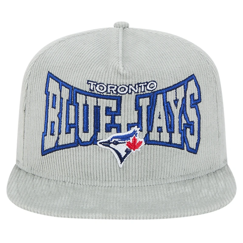 Casquette de golf à visière snapback en velours côtelé Toronto Blue Jays de New Era pour homme