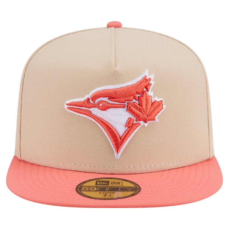 Men's New Era Light Beige/Coral Toronto Blue Jays Two-Tone Color Pack A-Frame 59FIFTY Fitted Hat