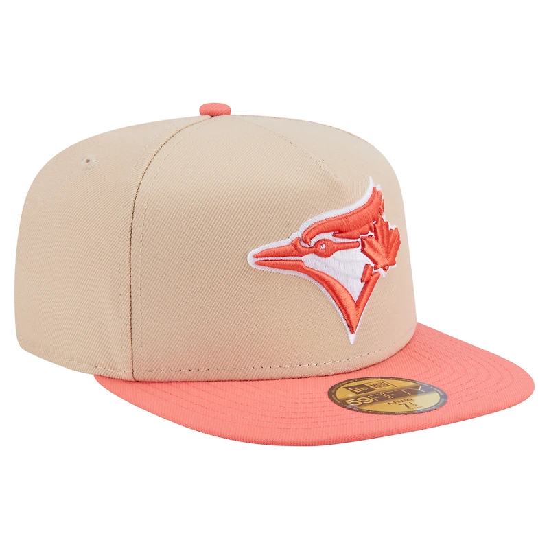 Men's New Era Light Beige/Coral Toronto Blue Jays Two-Tone Color Pack A-Frame 59FIFTY Fitted Hat