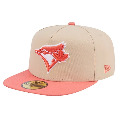 Men's New Era Light Beige/Coral Toronto Blue Jays Two-Tone Color Pack A-Frame 59FIFTY Fitted Hat
