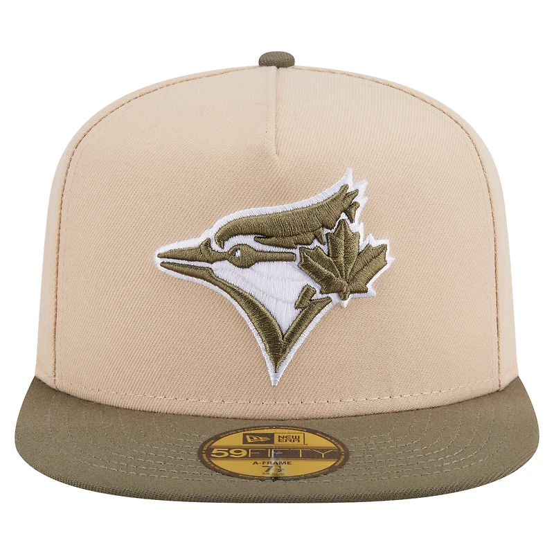 Men's New Era Light Beige/Olive Toronto Blue Jays Two-Tone Color Pack A-Frame 59FIFTY Fitted Hat