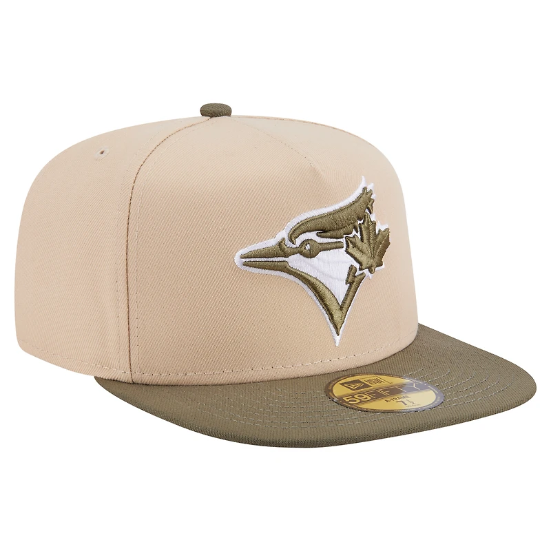 Men's New Era Light Beige/Olive Toronto Blue Jays Two-Tone Color Pack A-Frame 59FIFTY Fitted Hat