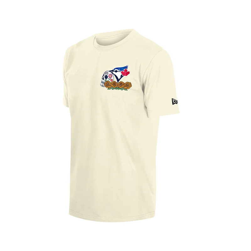 Men's New Era Natural Toronto Blue Jays Dia de los Muertos Sugar Skull T-Shirt