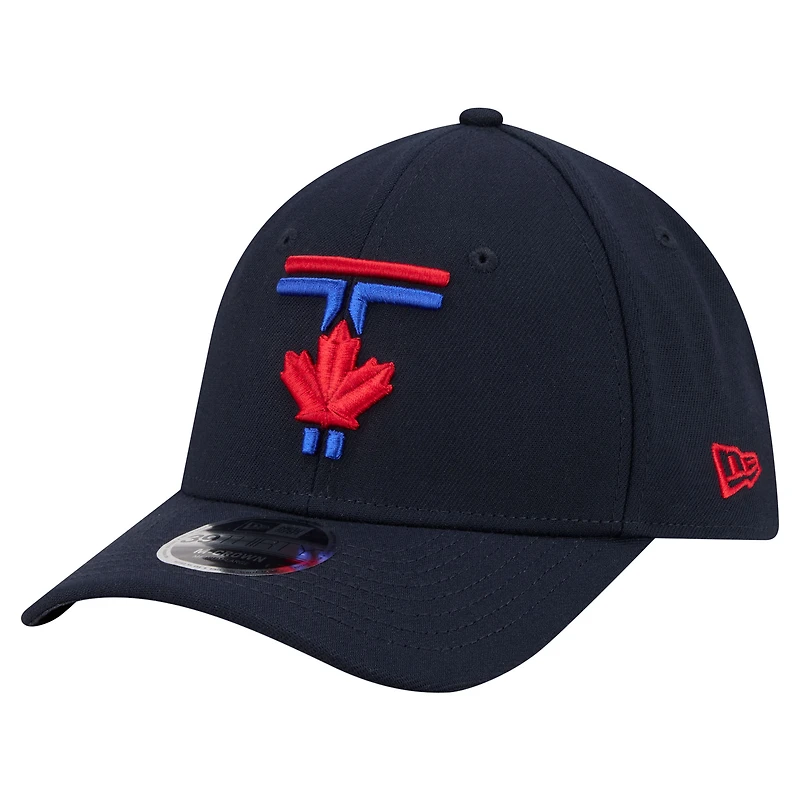Men's New Era Navy Toronto Blue Jays 50th Season Patch City Connect 39THIRTY M-Crown Flex Hat
