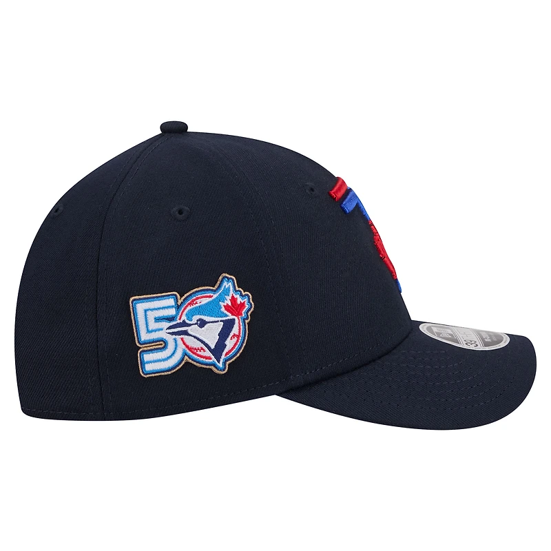 Men's New Era Navy Toronto Blue Jays 50th Season Patch City Connect 39THIRTY M-Crown Flex Hat