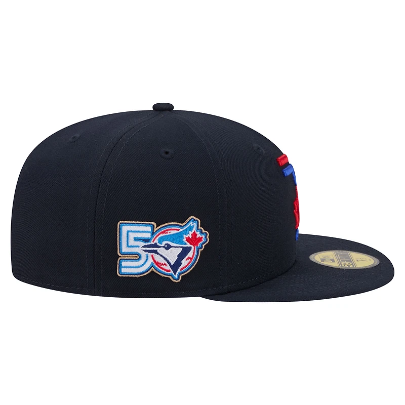 Men's New Era Navy Toronto Blue Jays 50th Season Patch City Connect 59FIFTY Fitted Hat