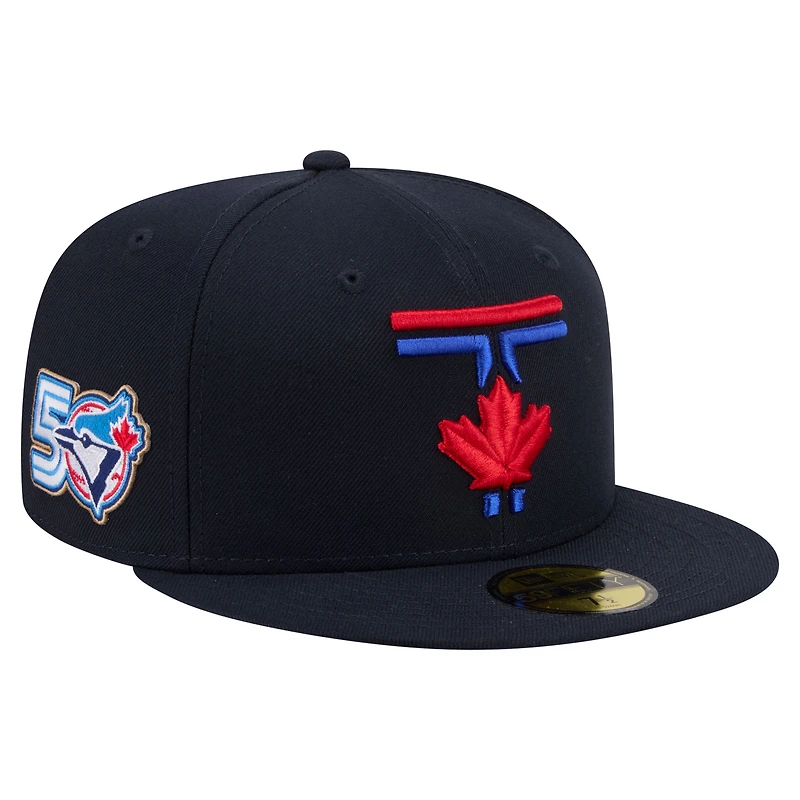 Men's New Era Navy Toronto Blue Jays 50th Season Patch City Connect 59FIFTY Fitted Hat
