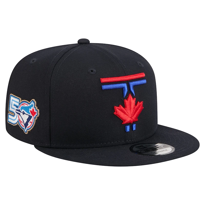 Casquette snapback New Era City Connect 9FIFTY pour homme, bleu marine, écusson des Blue Jays de Toronto, 50e saison