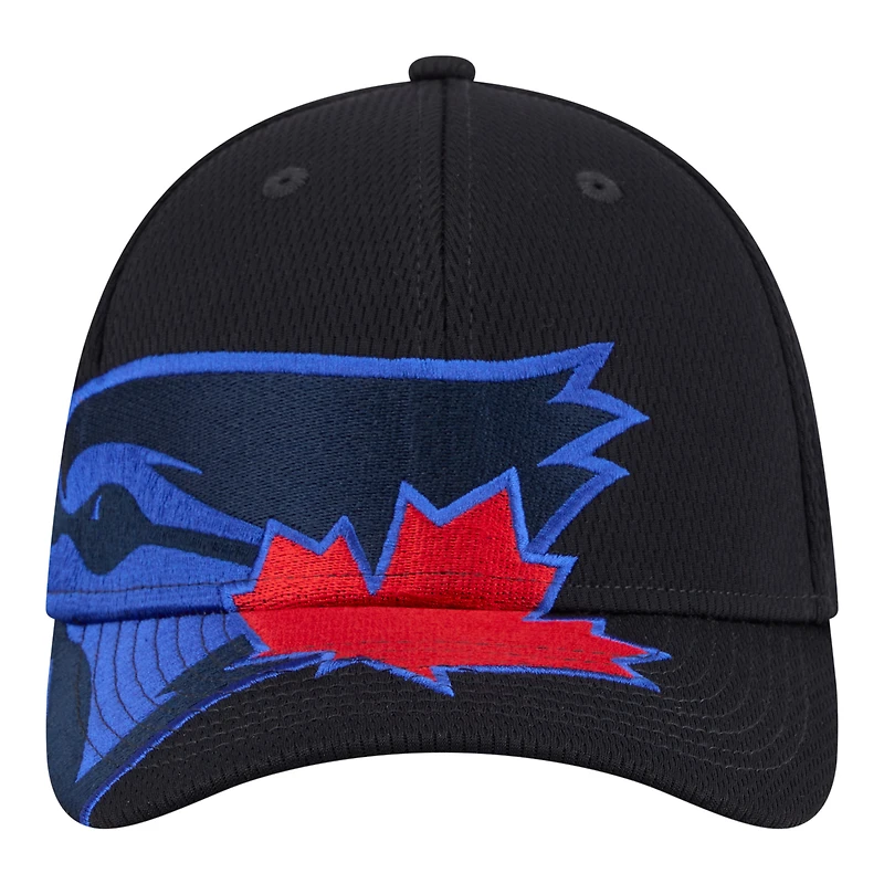 Men's New Era Navy Toronto Blue Jays Oversized Logo M-Crown 39THIRTY Flex Hat