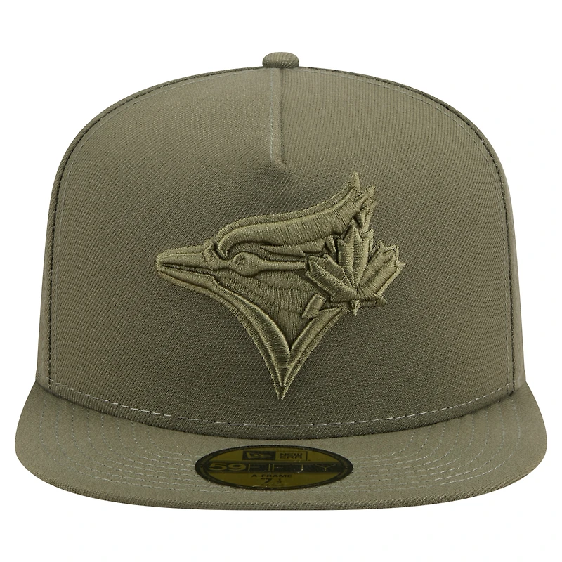 Casquette ajustée A-Frame 59FIFTY olive Toronto Blue Jays pour homme New Era
