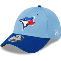 Casquette ajustable 9FORTY pour hommes, bleu poudre, Toronto Blue Jays 2024, entraînement au bâton sur le terrain, New Era