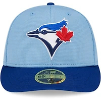 Casquette ajustée 59FIFTY à profil bas sur le terrain pour entraînement au bâton des Blue Jays de Toronto 2024 New Era bleu poudré hommes