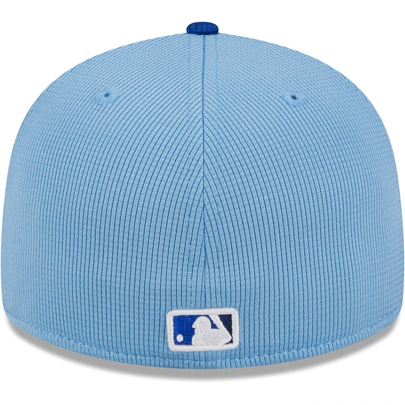Casquette ajustée 59FIFTY à profil bas sur le terrain pour entraînement au bâton des Blue Jays de Toronto 2024 New Era bleu poudré hommes