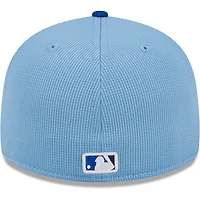 Casquette ajustée 59FIFTY à profil bas sur le terrain pour entraînement au bâton des Blue Jays de Toronto 2024 New Era bleu poudré hommes