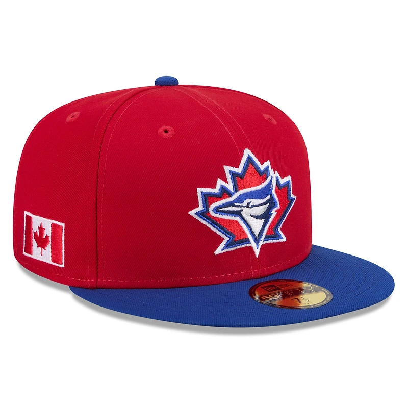 Casquette ajustée New Era rouge/bleu roi des Blue Jays de Toronto, édition spéciale Fête du Canada 2026 (59FIFTY)