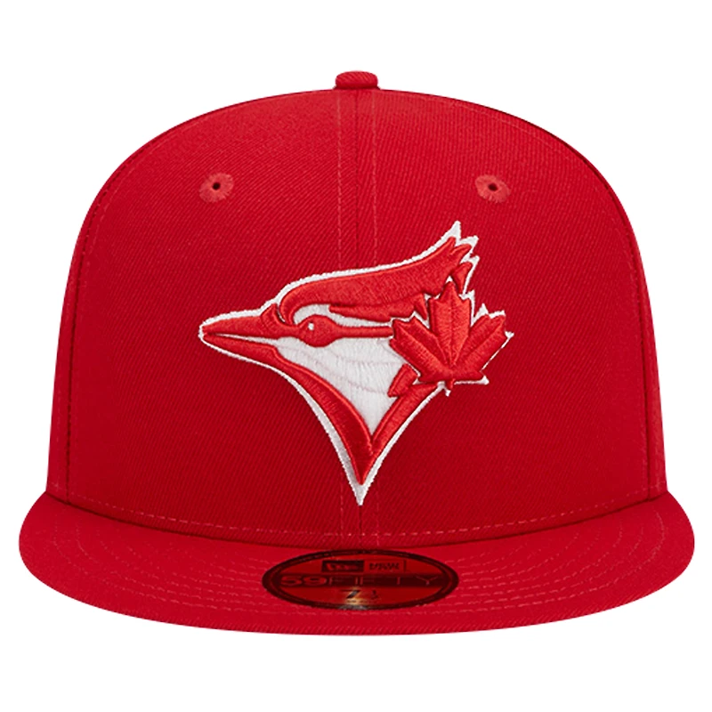 Casquette ajustée 59FIFTY rouge avec logo des Blue Jays de Toronto New Era pour hommes