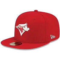 Casquette ajustée 59FIFTY rouge avec logo des Blue Jays de Toronto New Era pour homme, blanc