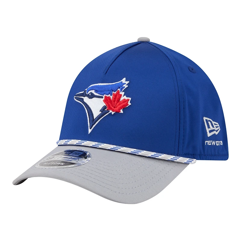 Casquette New Era Flex 39THIRTY pour homme, bleu royal/gris, Toronto Blue Jays, modèle Rope M-Crown A-Frame.