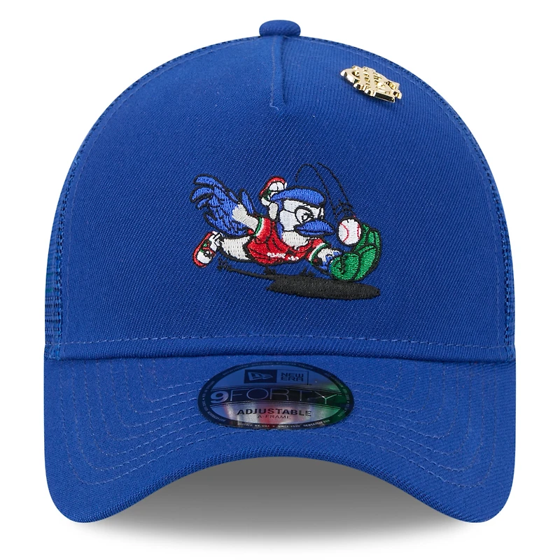Casquette camionneur ajustable 9FORTY New Era Royal Toronto Blue Jays 2025 Big League Chew pour homme