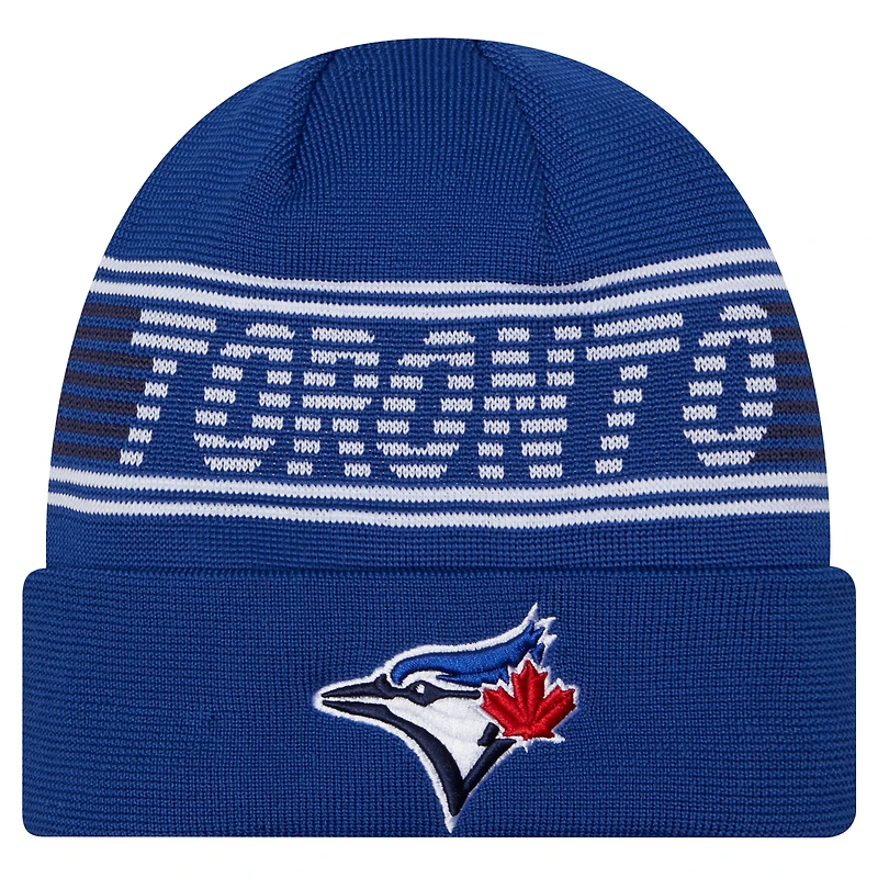 Bonnet en tricot à revers de la collection authentique Royal Toronto Blue Jays de New Era pour homme
