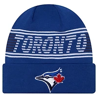 Bonnet en tricot à revers de la collection authentique Royal Toronto Blue Jays de New Era pour homme