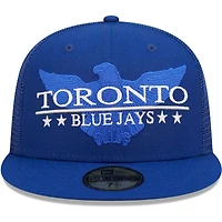 Casquette New Era Royal Toronto Blue Jays Patriot Trucker 9FIFTY Snapback pour homme