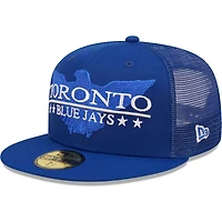 Casquette New Era Royal Toronto Blue Jays Patriot Trucker 9FIFTY Snapback pour homme