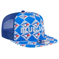 Men's New Era Royal Toronto Blue Jays Seeing Diamonds A-Frame Trucker 9FIFTY Snapback Hat