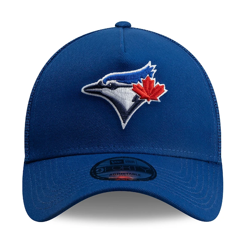 Men's New Era Royal Toronto Blue Jays Side Script 9FORTY A-Frame Trucker Adjustable Hat