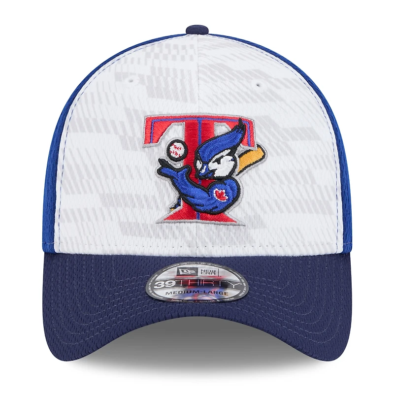 Casquette New Era Toronto Blue Jays 2025 MLB Clubhouse 39THIRTY Flex pour homme, blanche/bleu marine