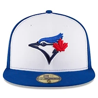 Casquette ajustée New Era blanche/bleu roi des Blue Jays de Toronto, collection authentique du 50e anniversaire, modèle 59FIFTY pour homme